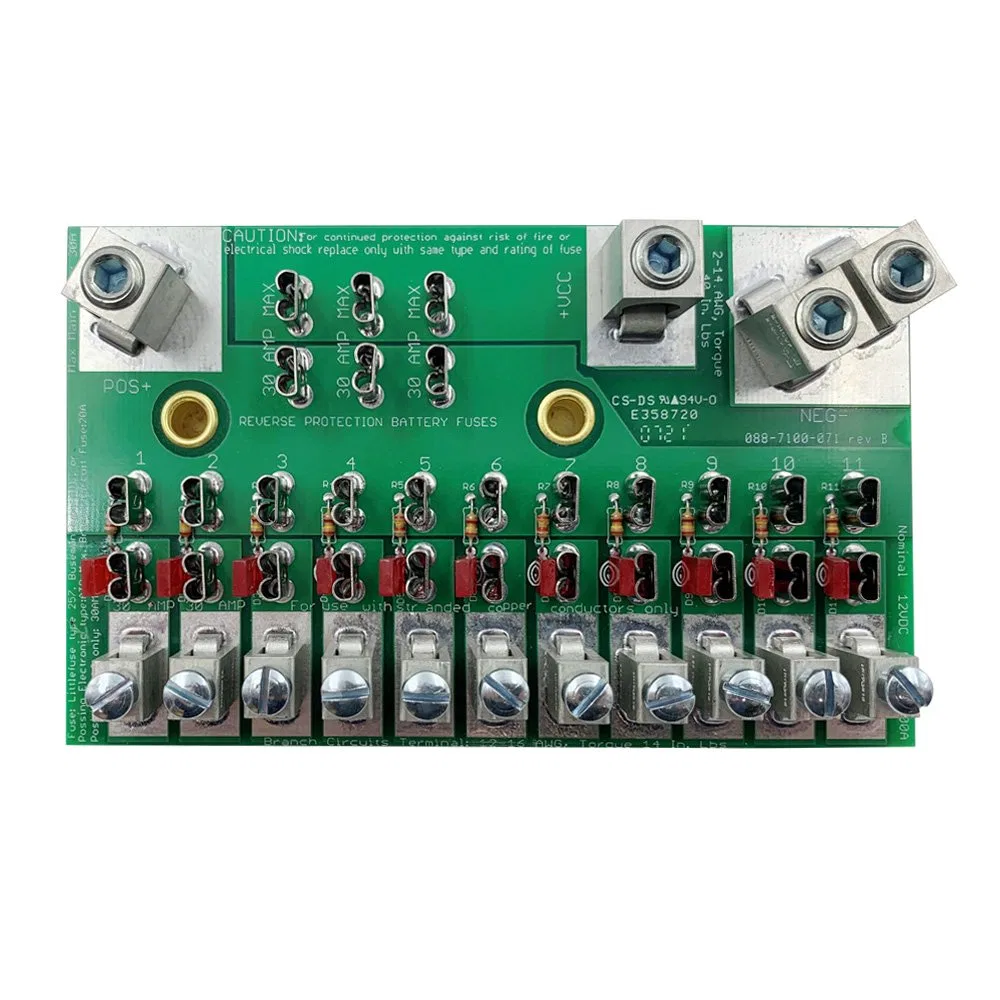 M036-7100-002 – PARALLAX PWR Fuse Block, 12 Volt DC 11 Position Board Use With 7100 And 7300 Series Parallax Power Ce...